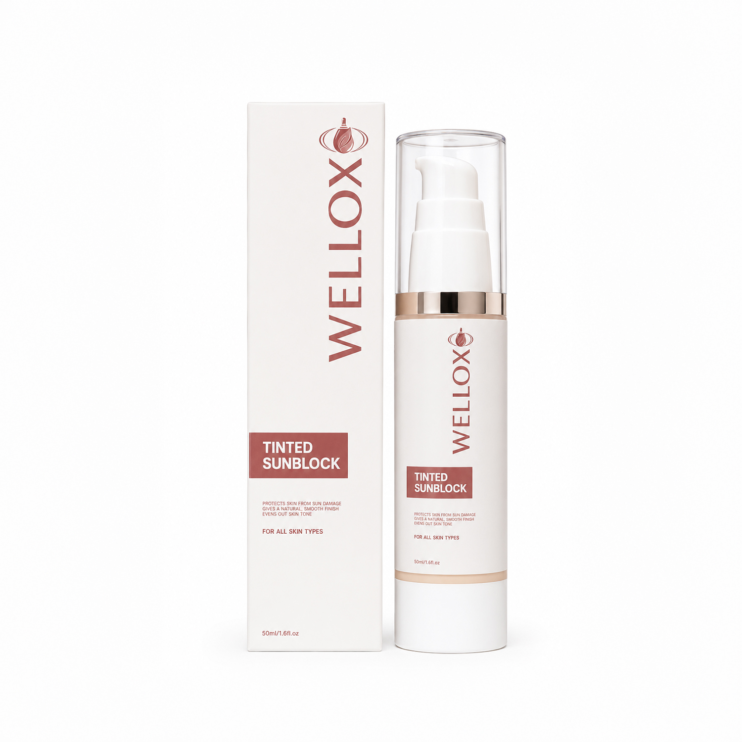 Wellox Tinted Sunblock SPF 50-60 | Broad Spectrum Daily Sunscreen - Image 1